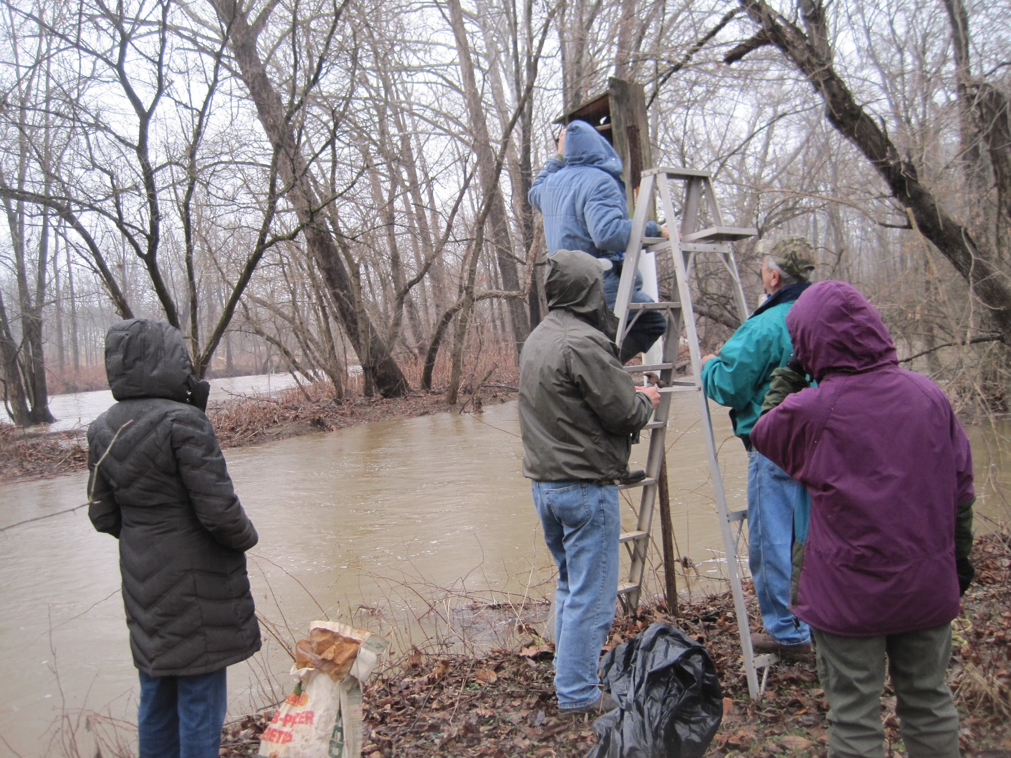 People at a Creek on Dreibelbis Farm during a Winter walk